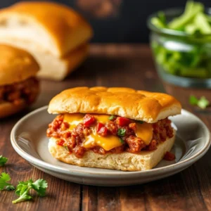 Cheesy Chicken Sloppy Joes on Toasted Buns