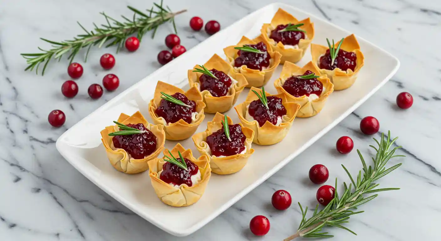 Festive Cranberry Goat Cheese Phyllo Cups