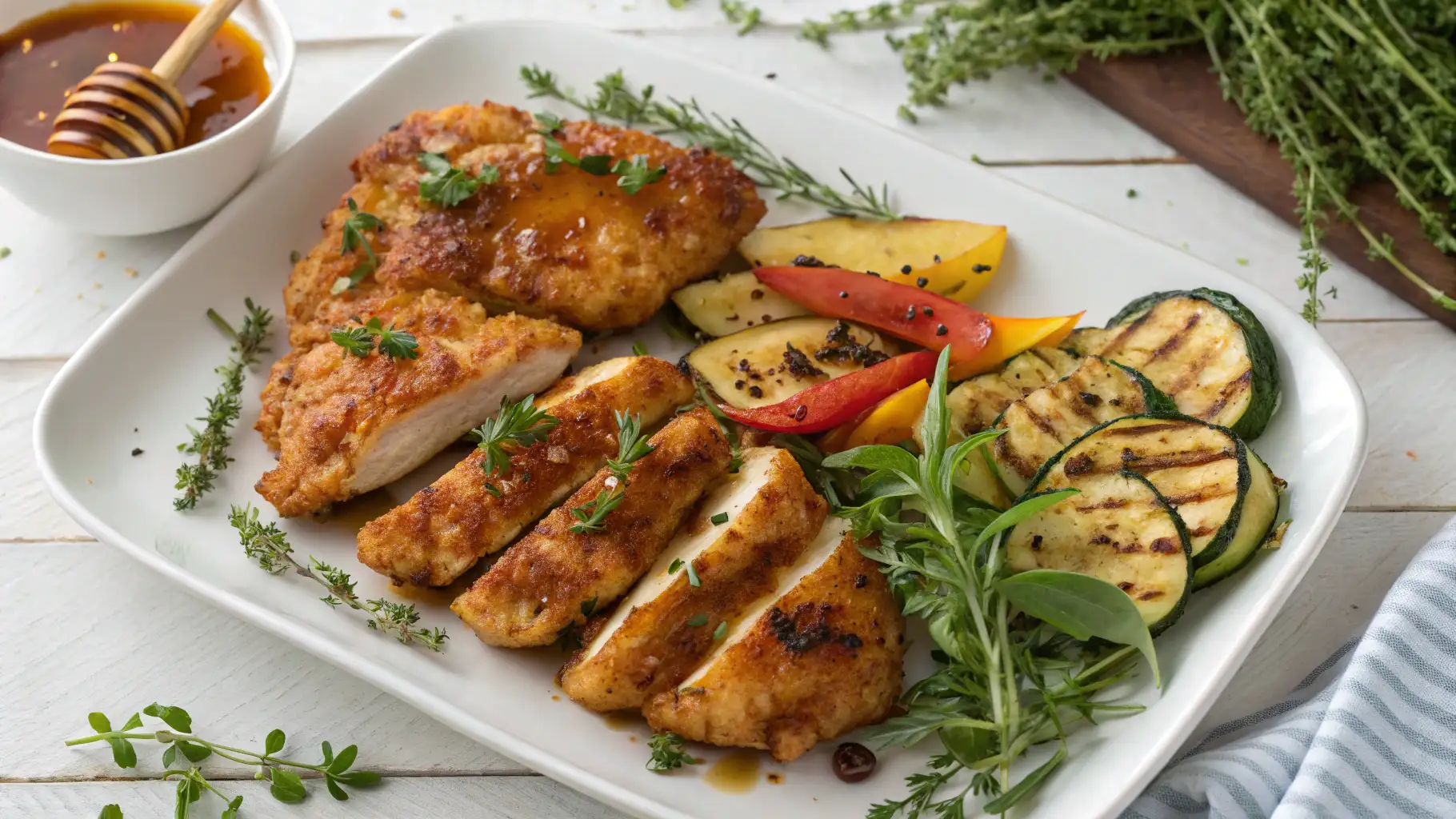 Apple and Honey-Glazed Chicken Tenders with Fresh Apples