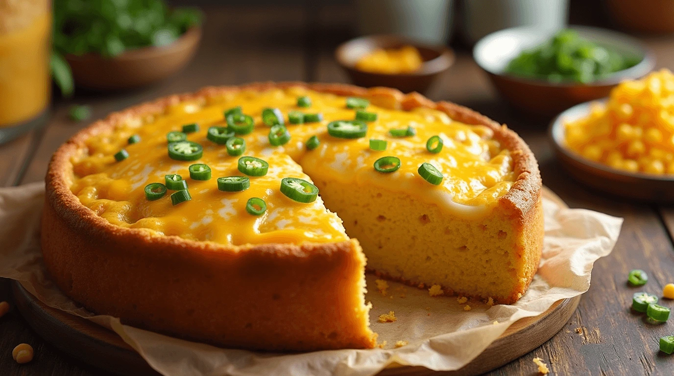 Delicious Jiffy Mexican Cornbread Freshly Baked in a Skillet