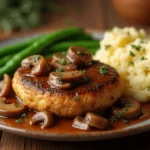 Delicious Salisbury Steak with Ground Chicken Patties and Savory Mushroom Gravy