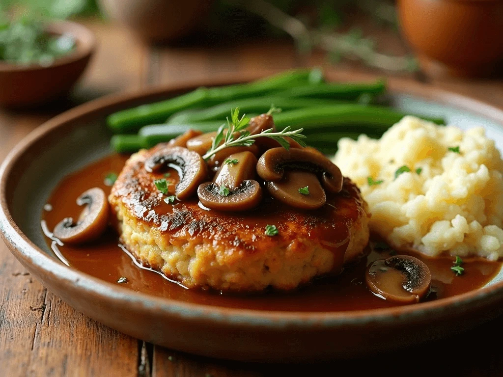Ground Chicken Salisbury Steak with Rich Mushroom Gravy