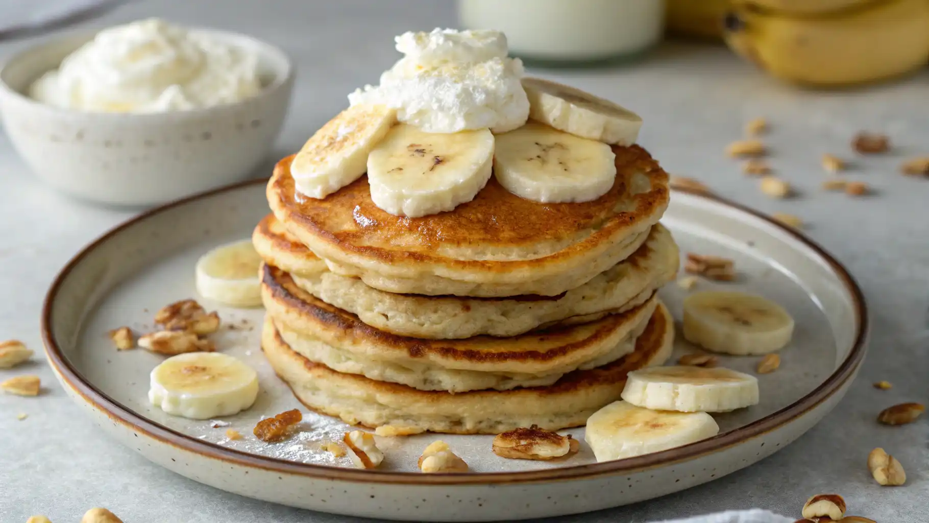 Fluffy Banana Cottage Cheese Pancakes