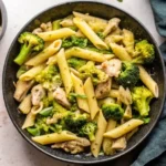 Penne Pasta with Chicken and Broccoli in Creamy Sauce