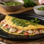 Gourmet Crab Omelette with Herb Sauce