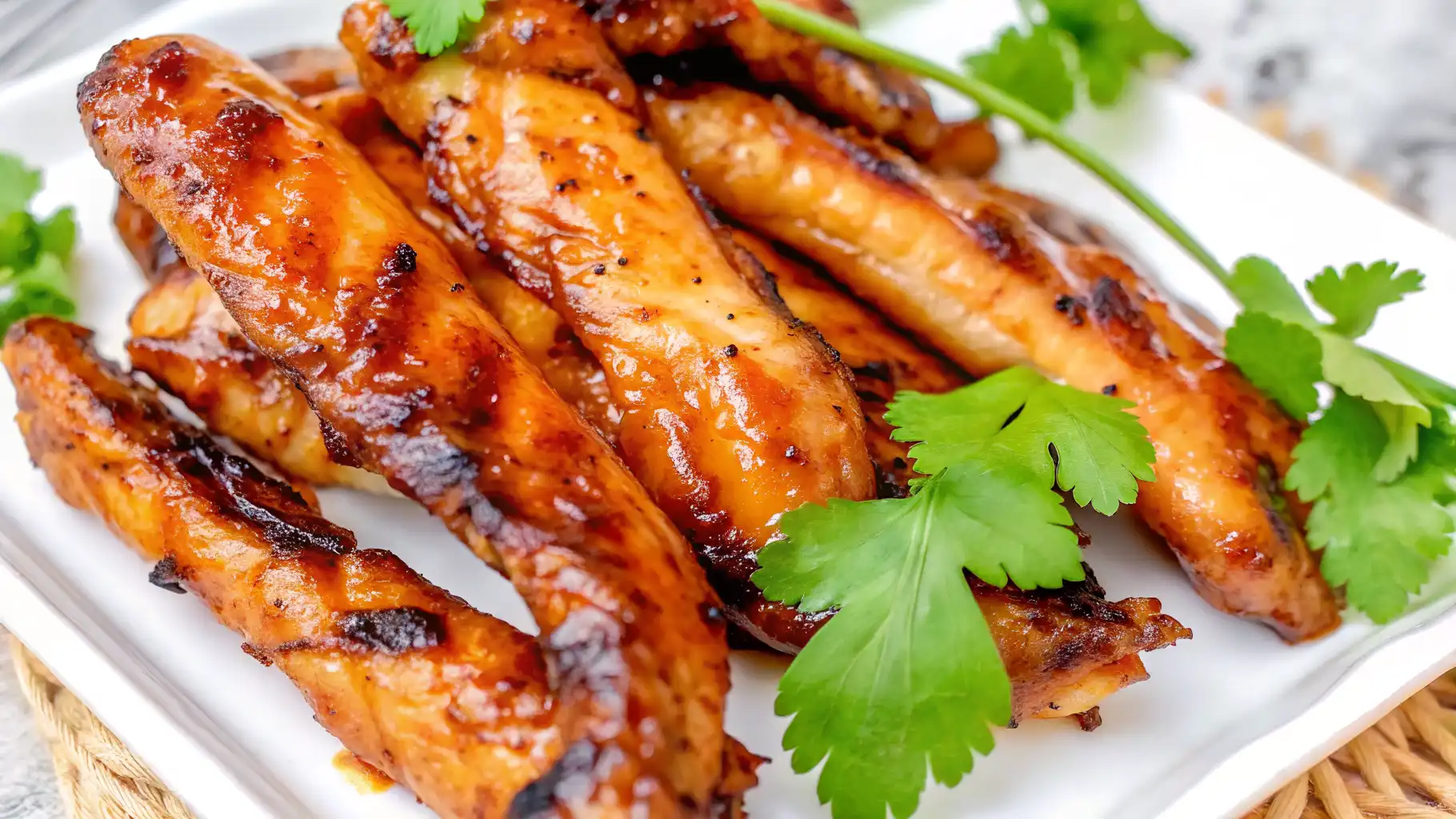 Glazed Grilled Salmon Belly Strips
