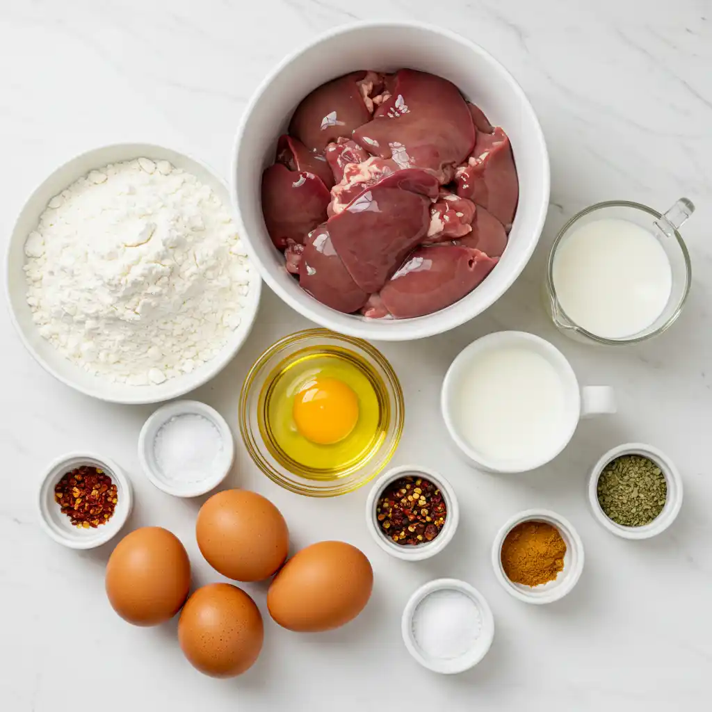 Ingredients for Southern Fried Chicken Livers Recipe