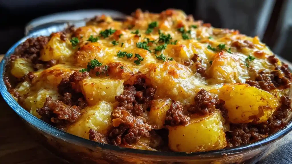 Cheesy Ground Beef and Potato Casserole