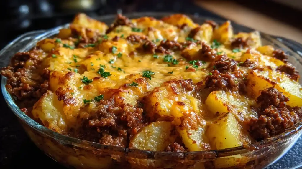 Cheesy Ground Beef and Potato Casserole