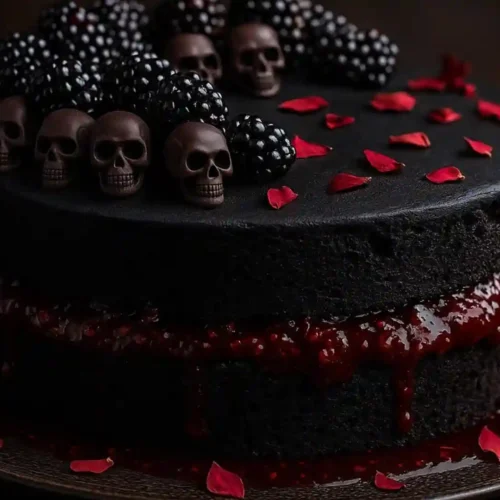 Spooky Black Velvet Halloween Cake