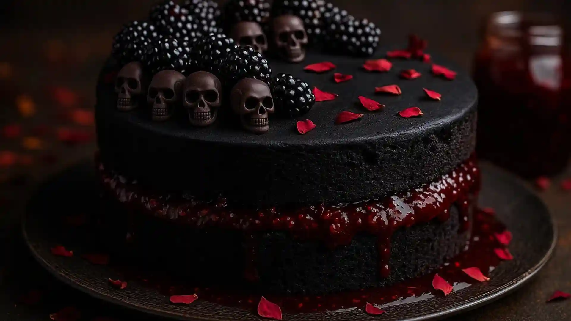 Spooky Black Velvet Halloween Cake