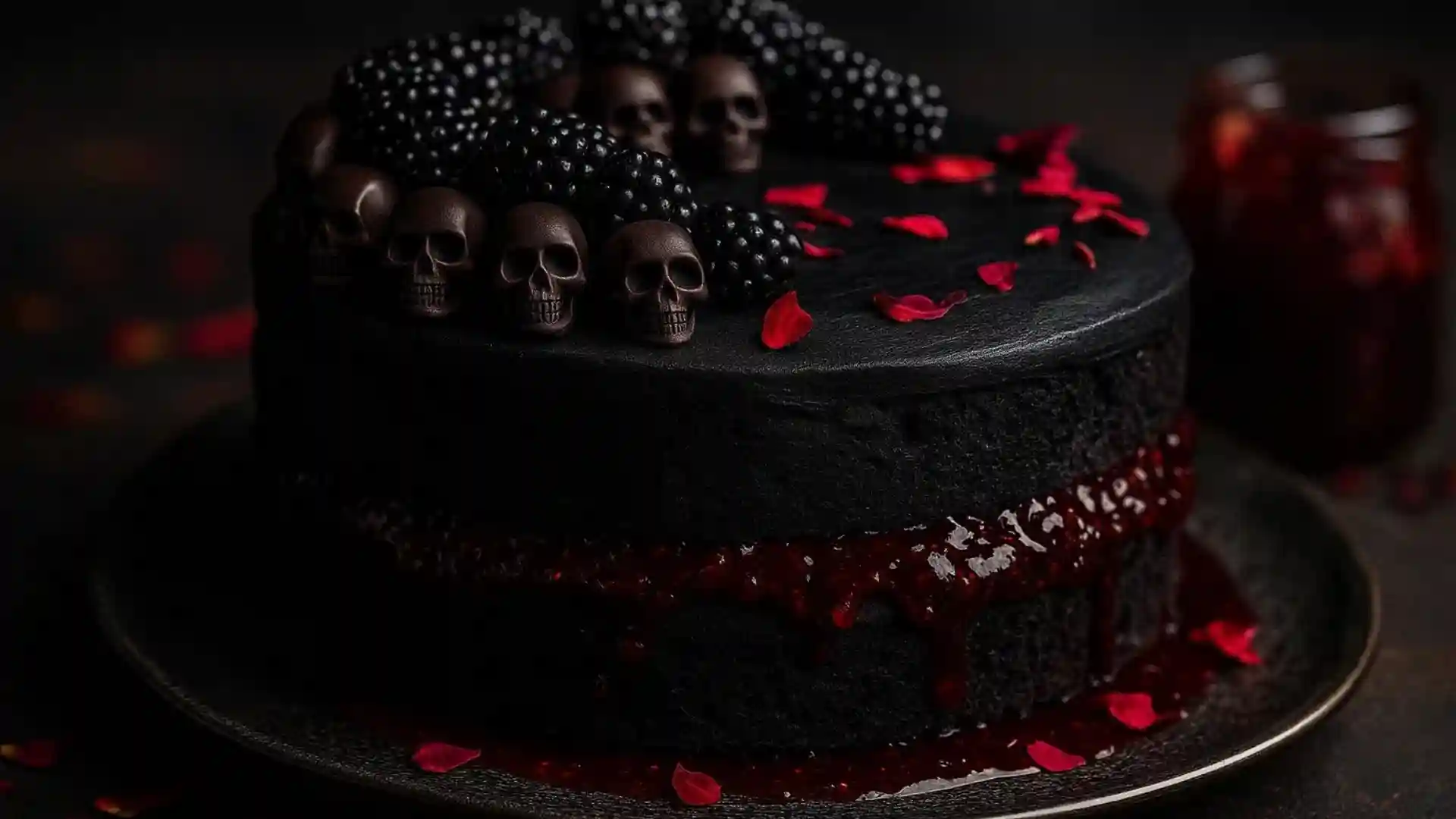Spooky Black Velvet Halloween Cake