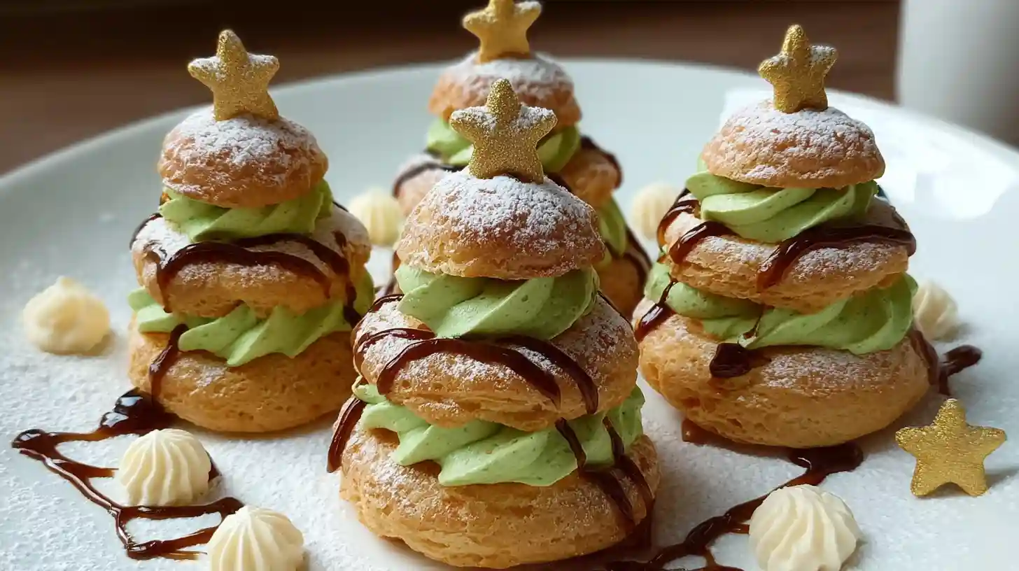 Christmas Tree Cream Puffs