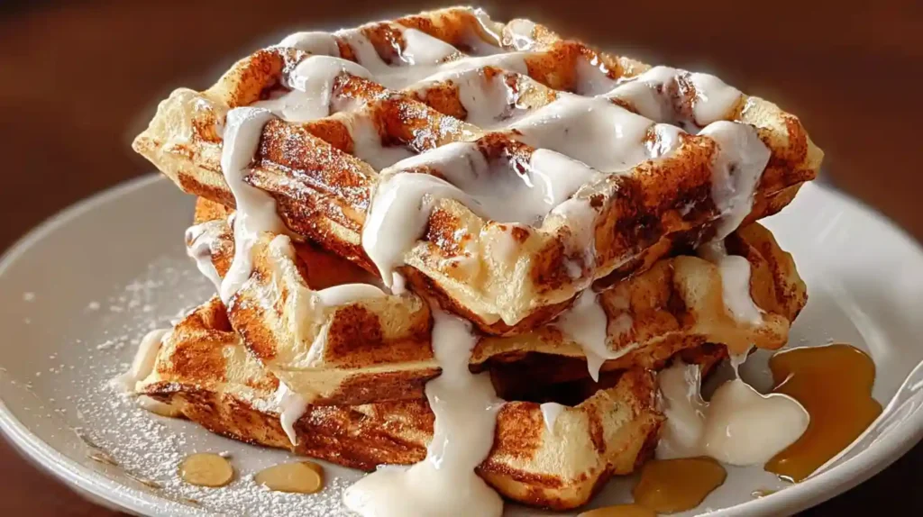 Cinnamon Roll Waffles Cream Cheese