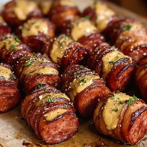 Mustard Hasselback Kielbasa Bites