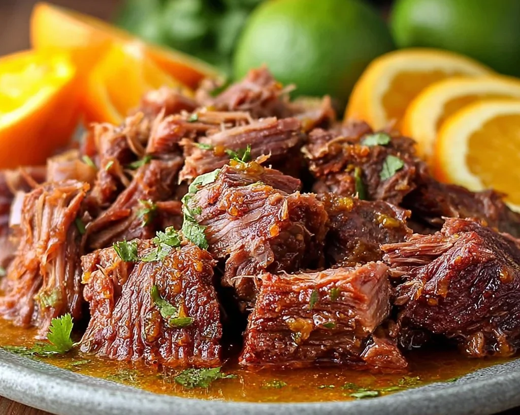 Zesty Orange Lime Slow Cooker Shredded Beef
