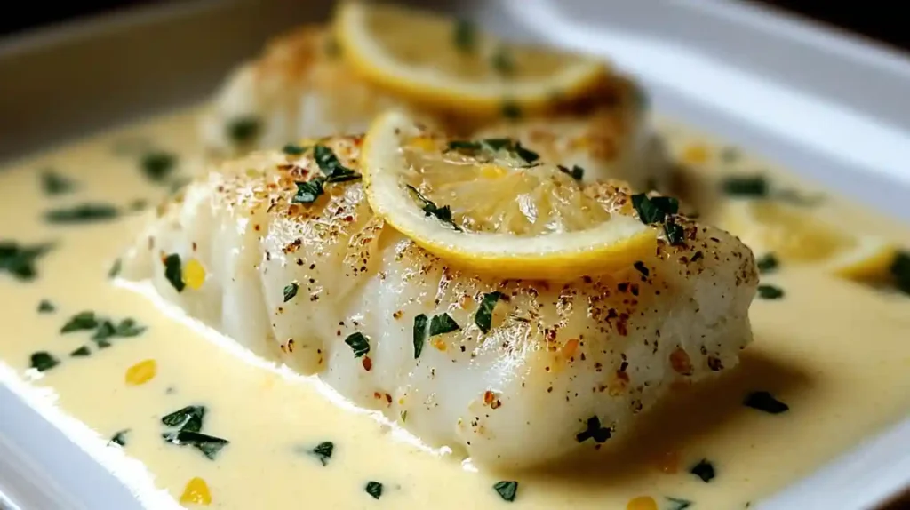 Baked Cod in Coconut Lemon Cream Sauce