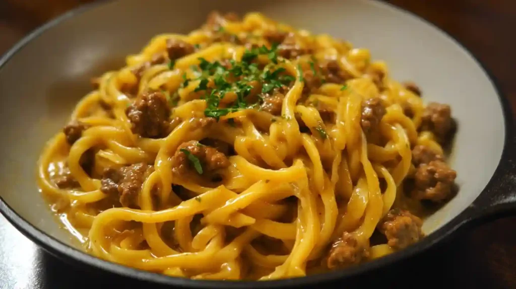 Creamy Beef and Garlic Butter Pasta
