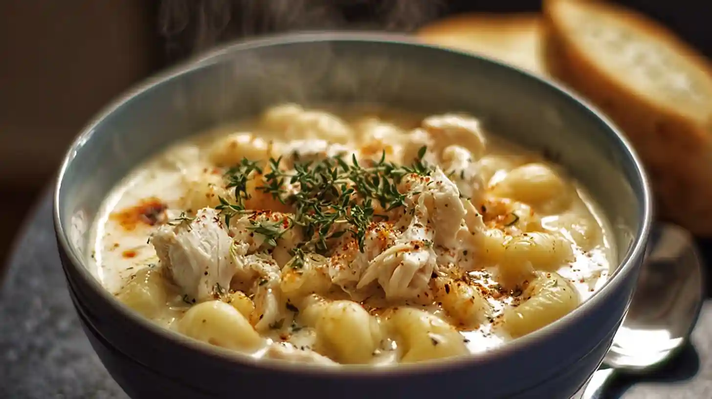 Creamy Chicken Macaroni Cheese Soup