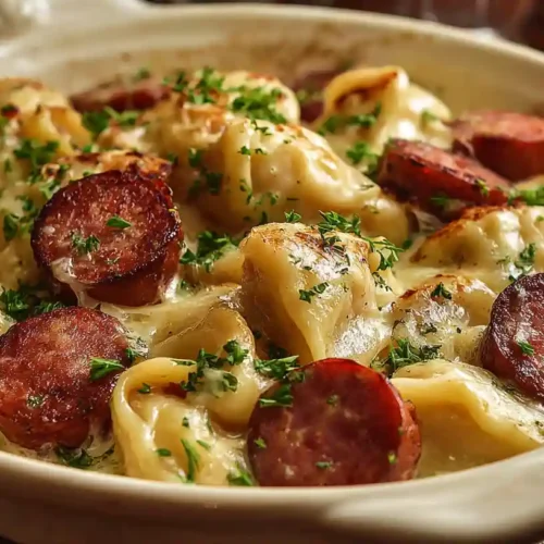 Kielbasa and Pierogi Bake