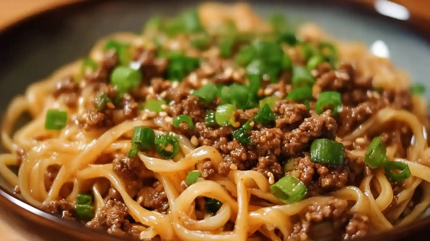 Mongolian Ground Beef Noodles Recipe