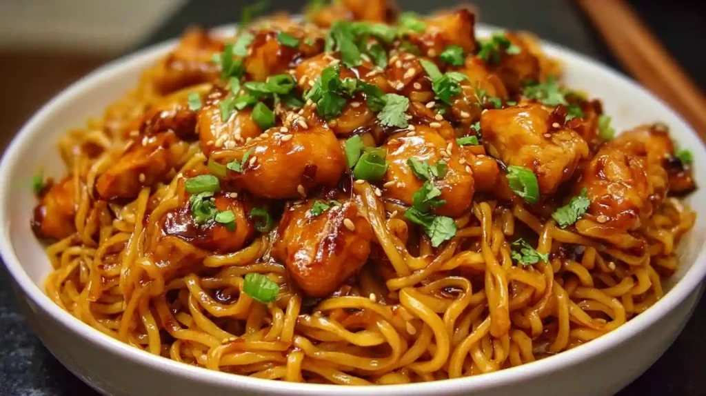 Sticky Garlic Chicken Noodles