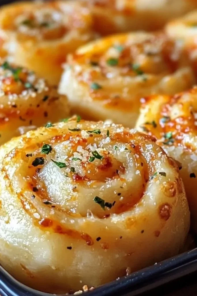 Delicious Garlic Parmesan Pizza Rolls styled like New York pizza rolls.