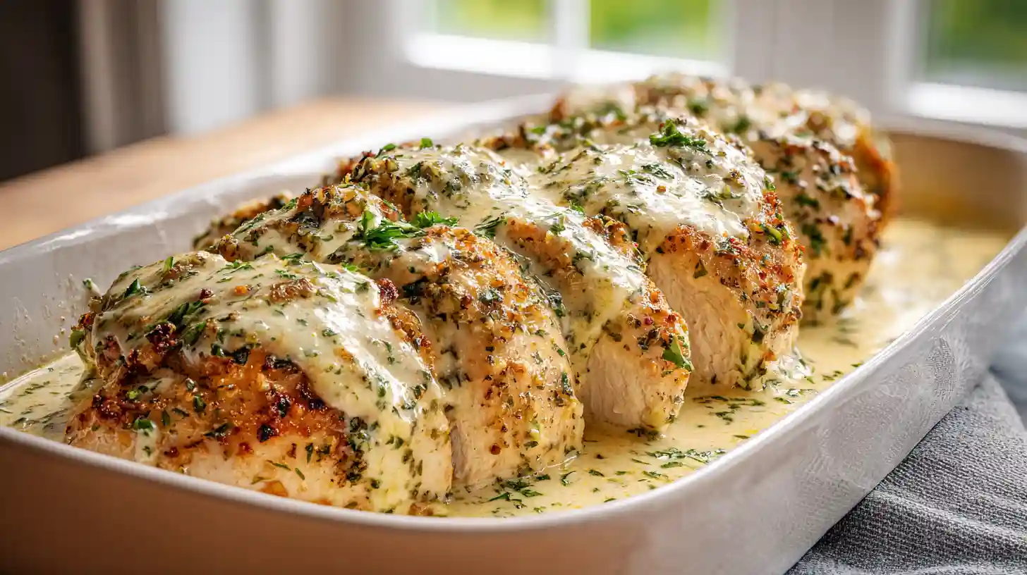 Baked Caesar Chicken with Creamy Parmesan Sauce