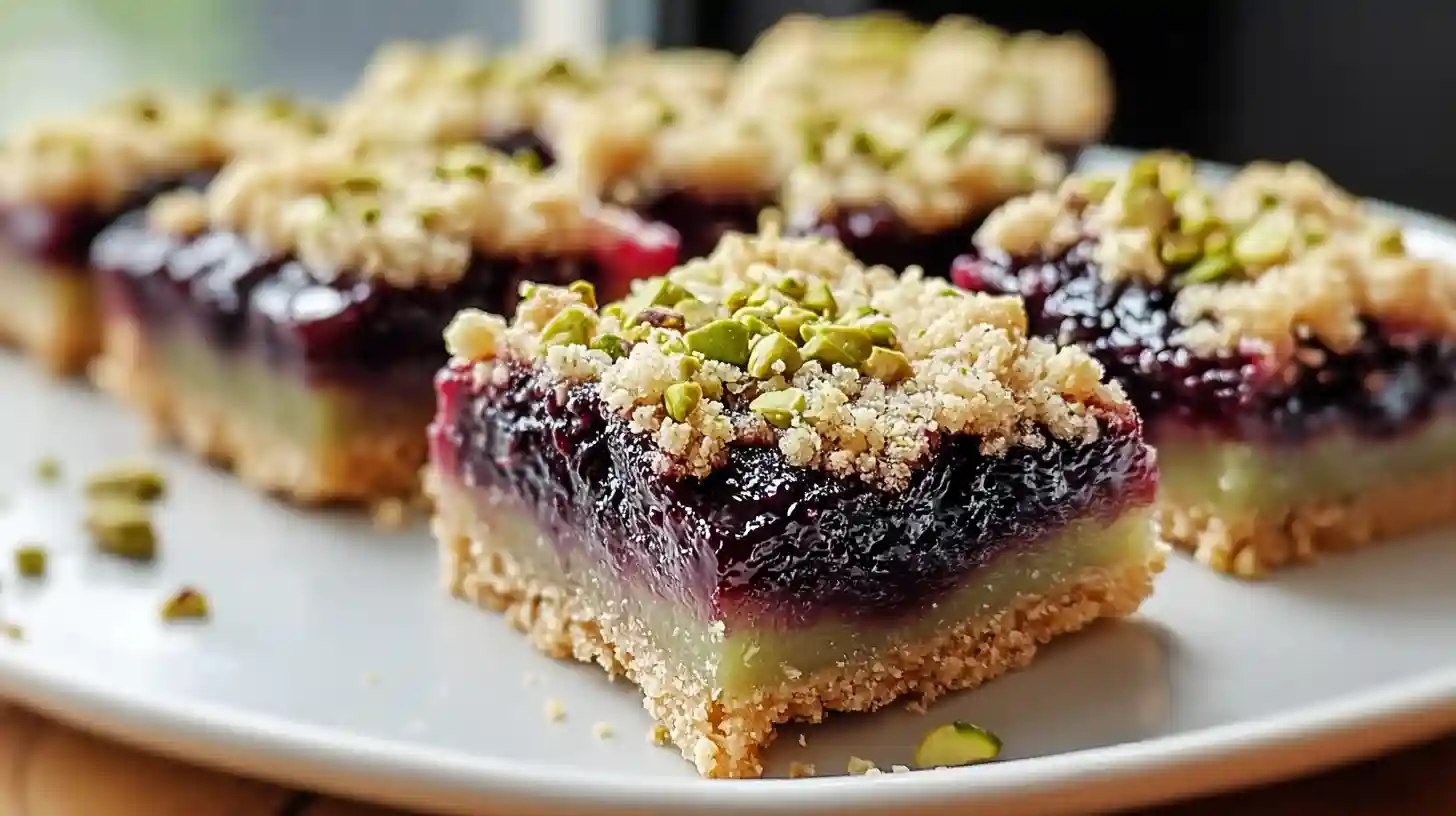 Blackberry Pistachio Dream Bars