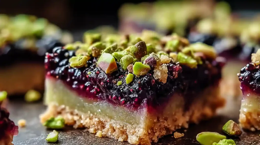 Blackberry Pistachio Dream Bars