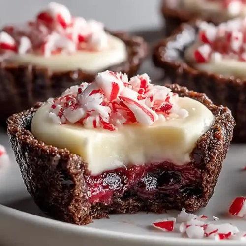 Chocolate Peppermint Cookie Cups with Cheesecake
