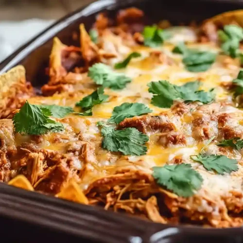 Crockpot Chicken Enchilada Casserole