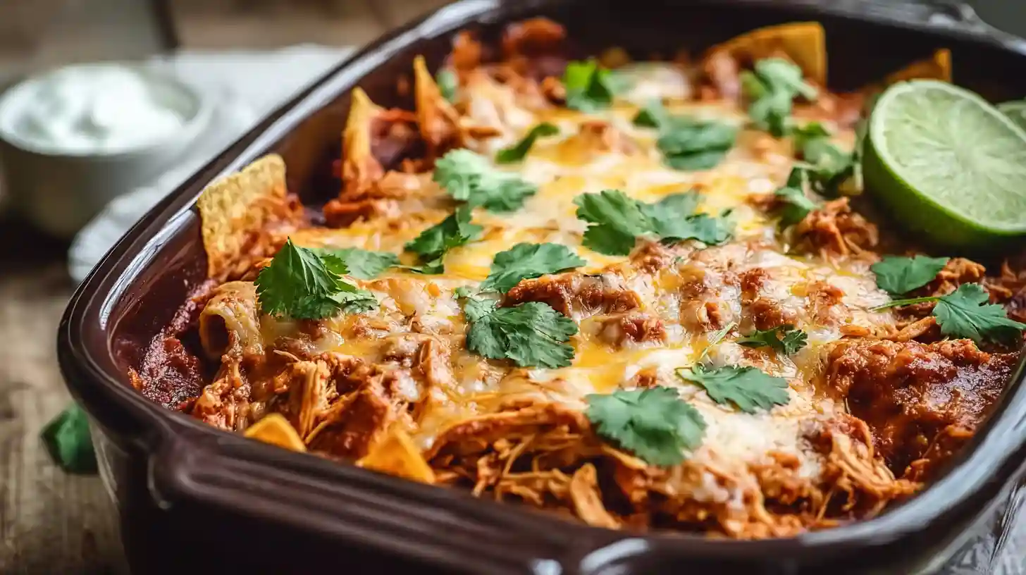 Crockpot Chicken Enchilada Casserole