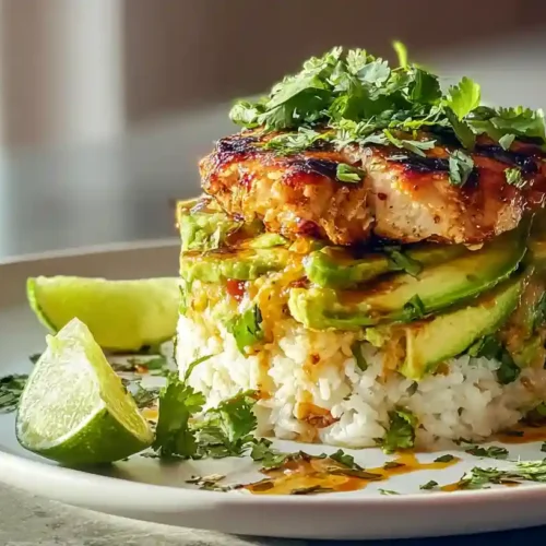 Honey Lime Chicken & Avocado Rice Stack Recipe