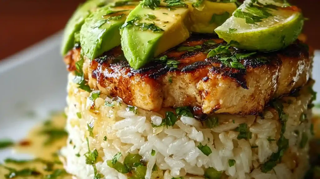 Honey Lime Chicken & Avocado Rice Stack Recipe