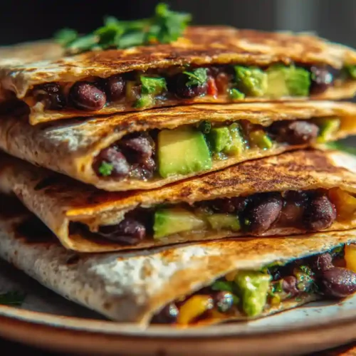 Vegan Quesadillas with Black Beans and Avocado