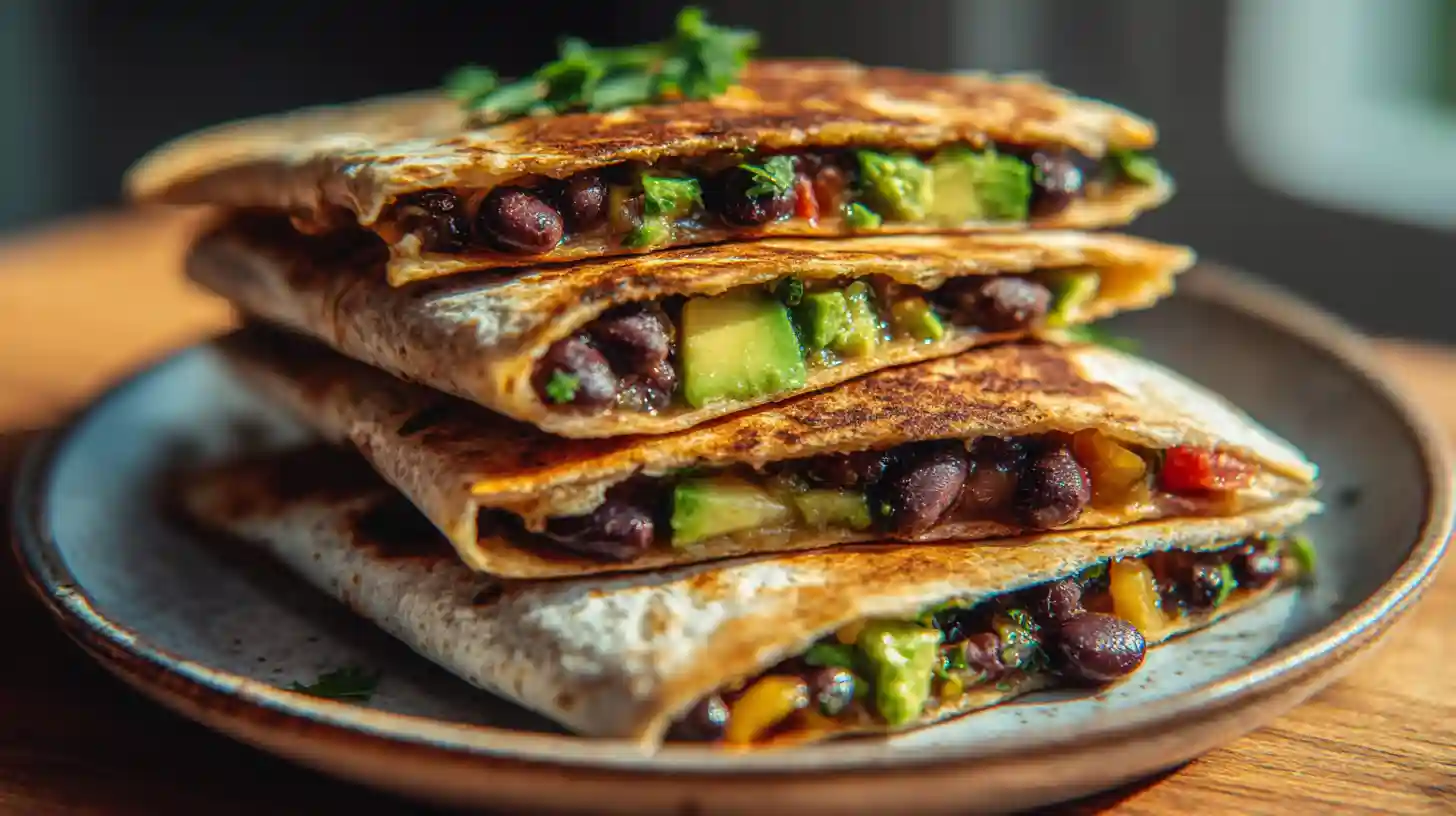 Vegan Quesadillas with Black Beans and Avocado