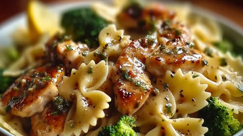 Cowboy Butter Lemon Bowtie Chicken Pasta with Broccoli