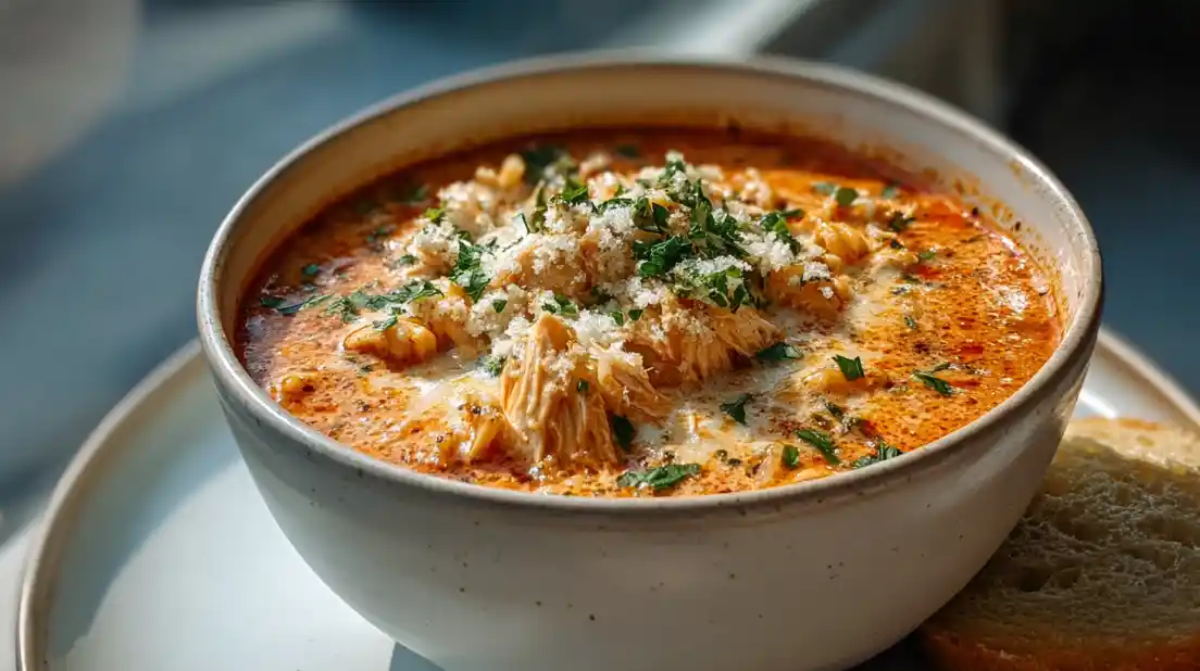 Crock Pot Creamy Chicken Parmesan Soup