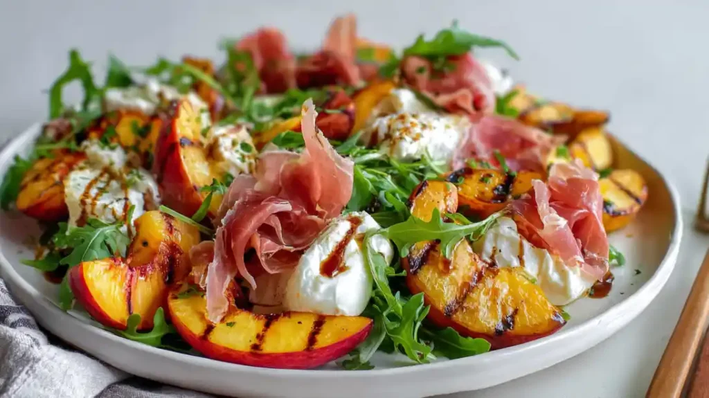 Grilled Nectarine Burrata Prosciutto Salad