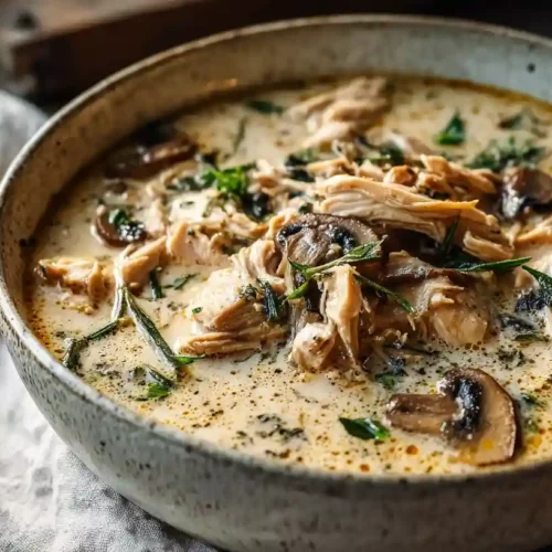 Cozy Creamy Rotisserie Chicken Mushroom Soup