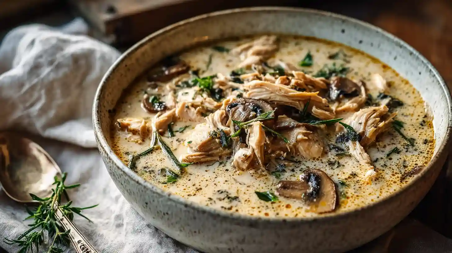 Cozy Creamy Rotisserie Chicken Mushroom Soup
