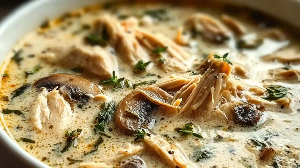 Cozy Creamy Rotisserie Chicken Mushroom Soup