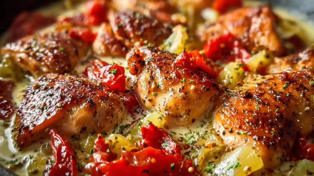 Creamy Banana Pepper Chicken Skillet