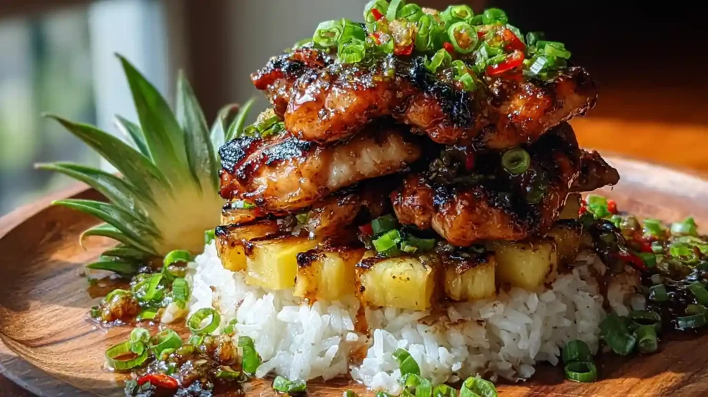 Hawaiian Huli Huli Chicken Stack