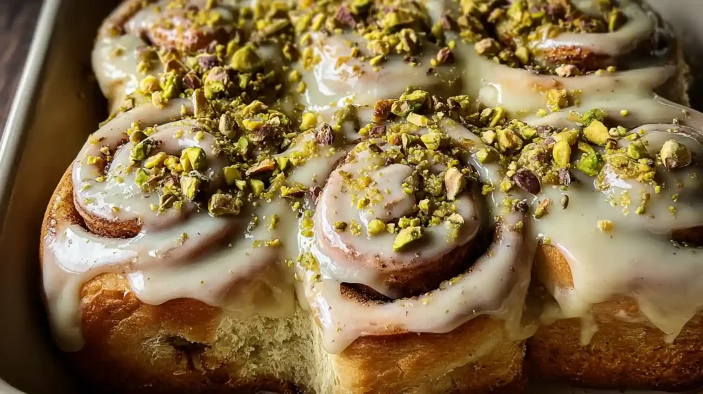Small Batch Pistachio Cream Cinnamon Rolls