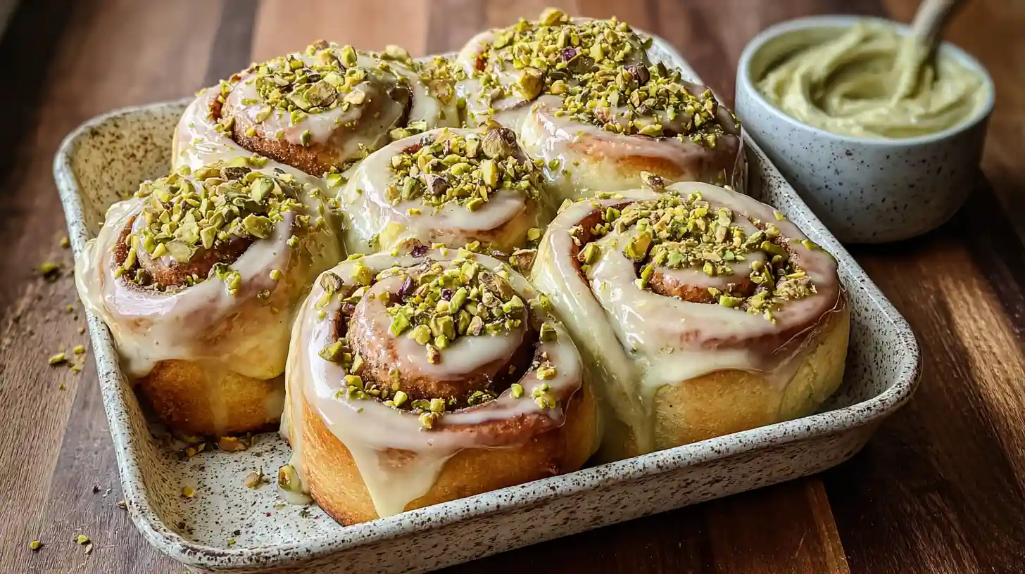 Small Batch Pistachio Cream Cinnamon Rolls