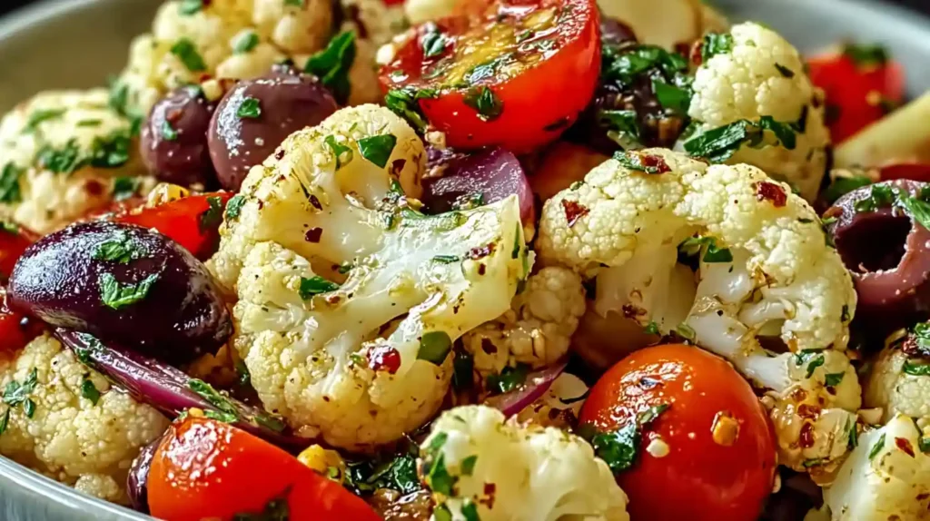 Mediterranean Marinated Cauliflower Salad Side