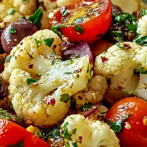 Mediterranean Marinated Cauliflower Salad Side